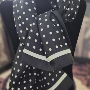 Chic Black/White Polka Dot Scarf Silky Soft 100% Polyester A28 Wild Rag Western